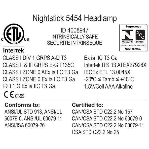 Lanterna de cabeça intrinsecamente segura - XPP-5454G