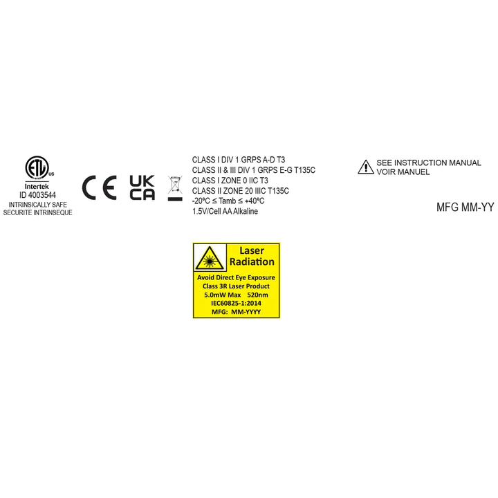 Lanterna de mão com laser intrinsecamente segura - XPP-5422GXL