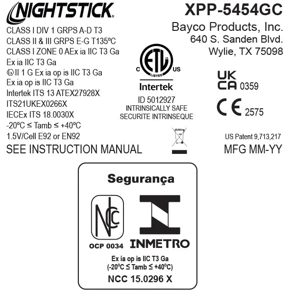 Lanterna com adesivo para capacete intrinsecamente segura - XPP-5454GC